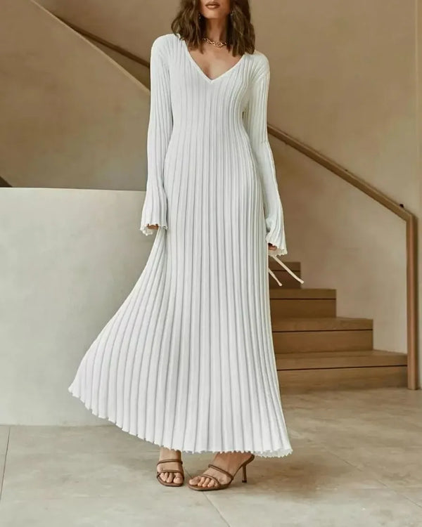 New Sleeved Knit Midi Dress