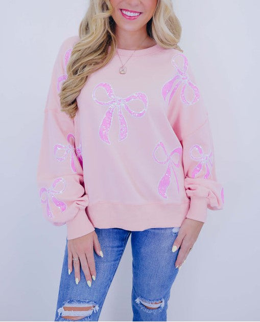 Women's Bows Sequin Oversized Sweatshirt (Buy 2 Free Shipping)