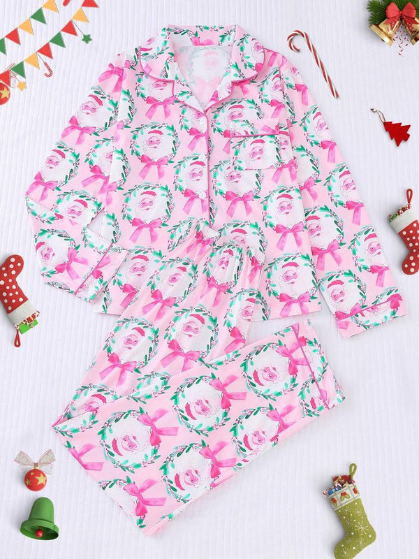 Women's Christmas Cartoon Print Pajamas Set