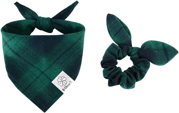 Green Plaid Pet Bandana & Scrunchie Set