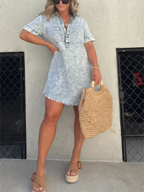 New Women's Washed Shirt Dress (Buy 2 Free Shipping)